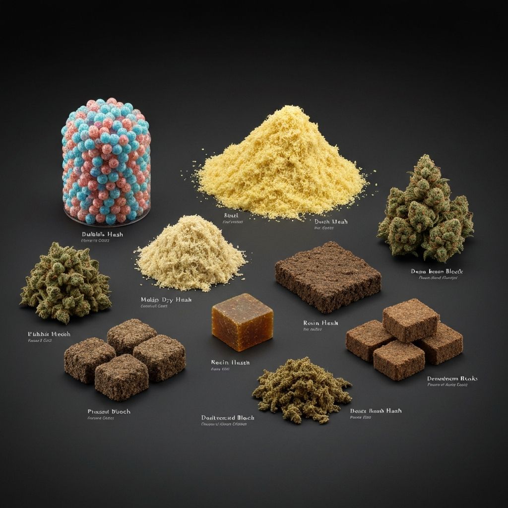 Coleção de diferentes tipos de hashish