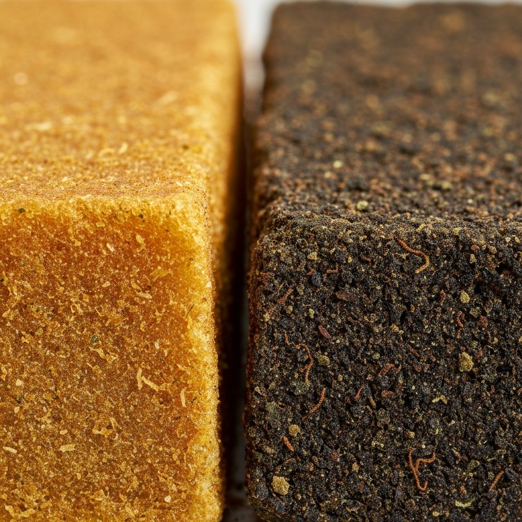 Comparação entre hashish de alta e baixa qualidade